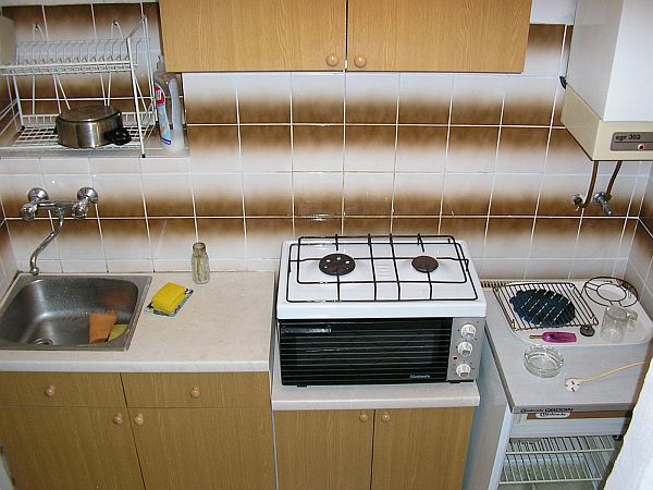 Prizemlje - kuhinja: Kuhinja je opremljena sa: hladnjakom, štednjakom i sudoperom.